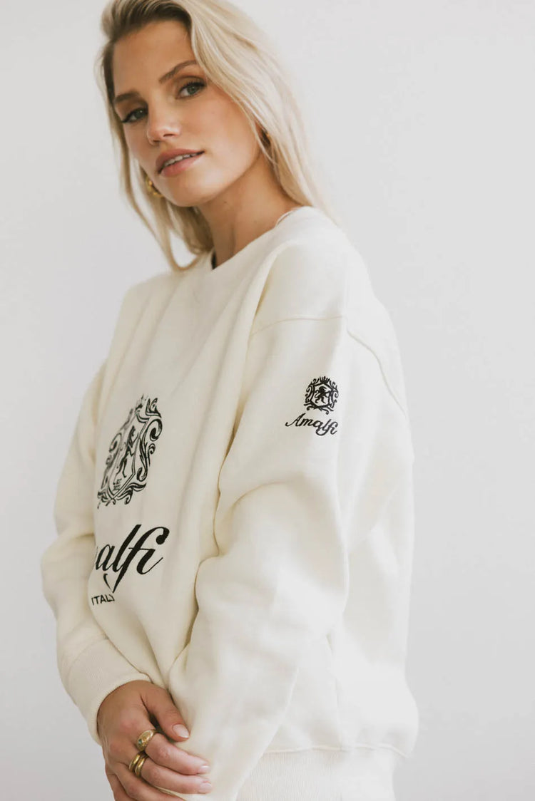 Printed sweatshirt in cream