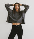 Both sides slit sweater in grey