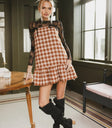 Mini hem ruffle dress in brown