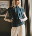 Two hand pockets denim vest in dark wash