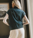 Plain color denim vest in dark wash