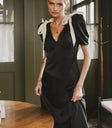Short sleeves midi dress in black