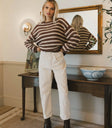 High rise corduroy pant in cream
