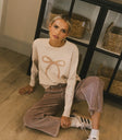 Corduroy barrel pants in mauve