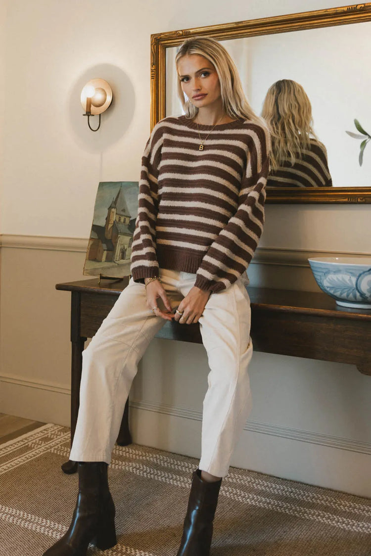 Long sleeves sweater in brown