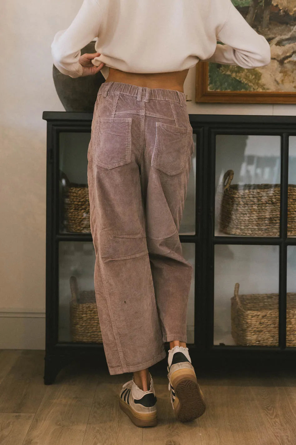 Two back pockets pants in mauve