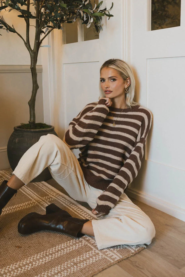 Striped sweater in brown