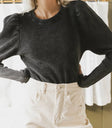 Kelcey Waffle Knit Top in Black - FINAL SALE