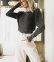 Kelcey Waffle Knit Top in Black - FINAL SALE