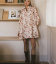 long sleeve floral print mini dress