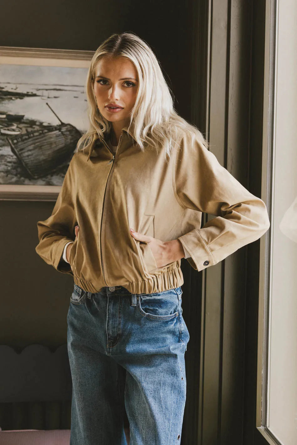 Two hand pockets jacket in brown