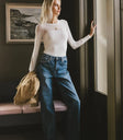 High rise denim in dark blue