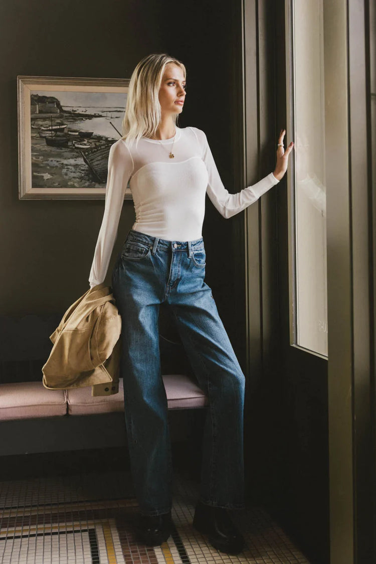 High rise denim in dark blue