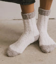 Fuzzy Contrast Socks in Lavendar