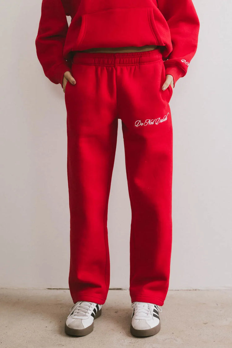 Two hand pocket comfy pants in red