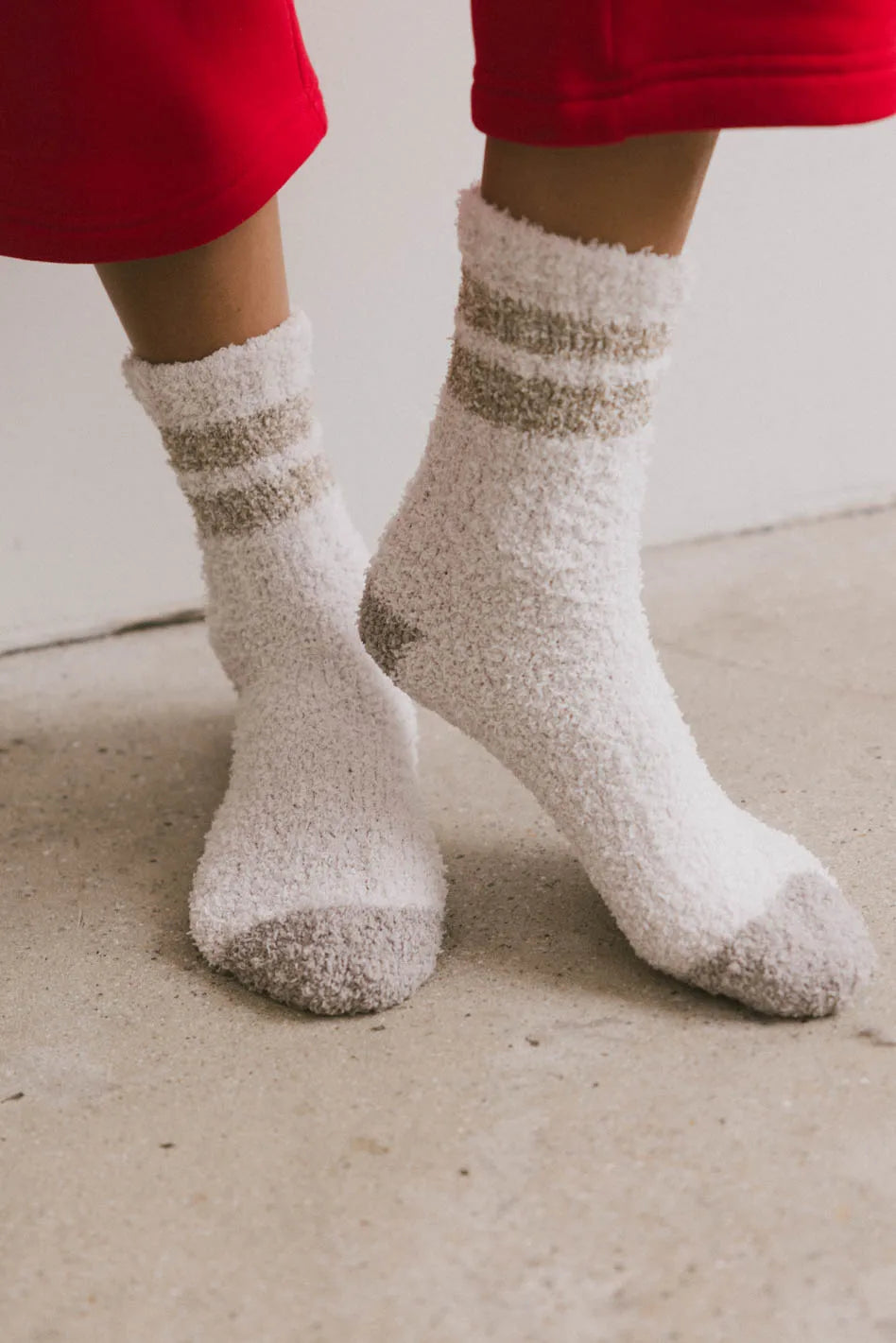 Fuzzy socks in ivory