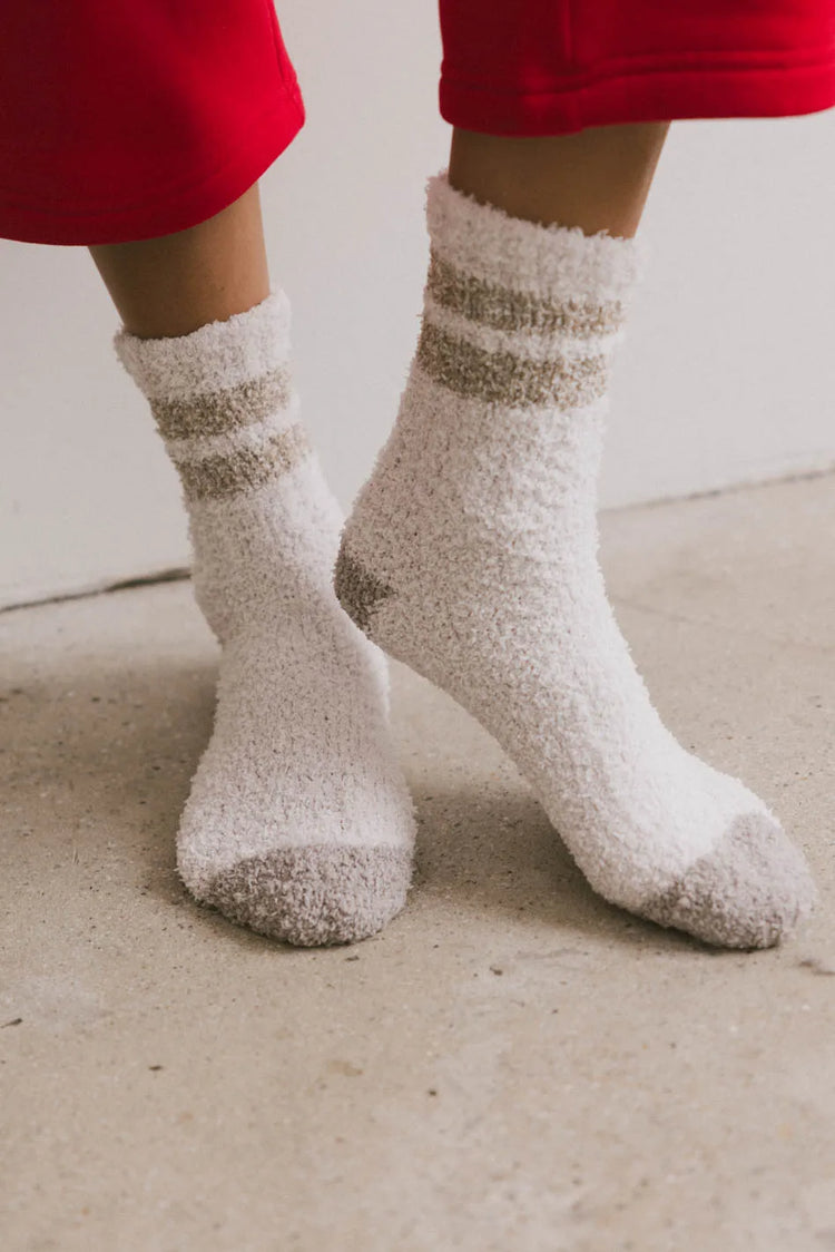Fuzzy socks in ivory