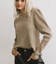 Long sleeves waffle top in olive