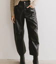 Taron Vegan Leather Barrel Jeans