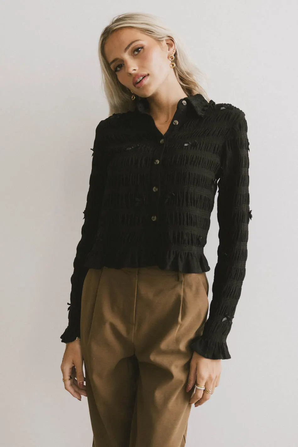 Bow style blouse in black