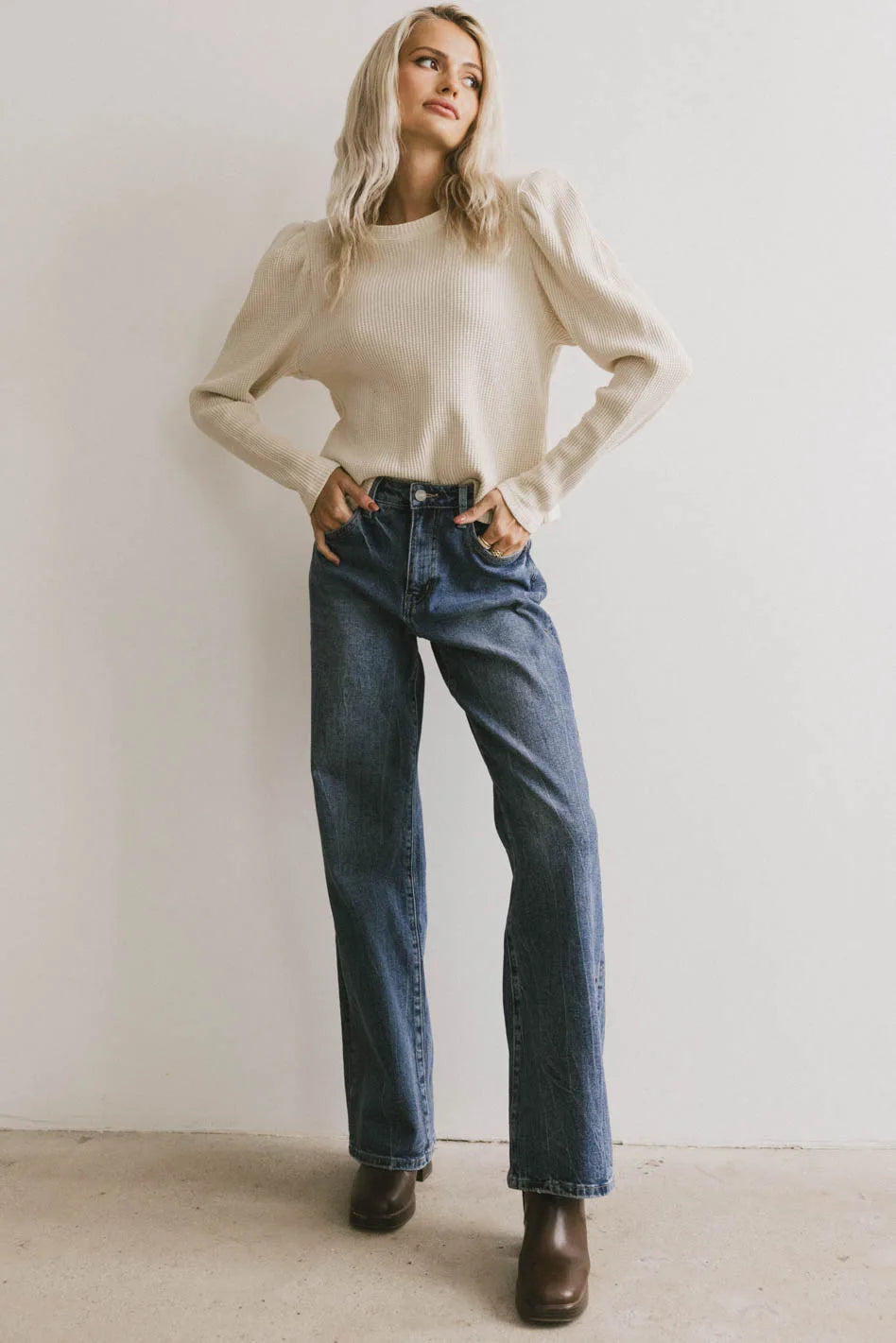 Waffle top in cream