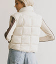 Plain color quilted vest in cream
