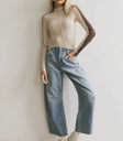 Mock neck top in beige