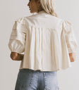 ivory short sleeve pleated detail blouse