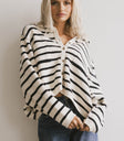 striped navy cardigan
