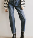 High waist denim jeans in dark wash