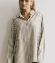 Striped button up top in green