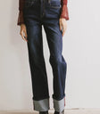 High rise denim in dark wash