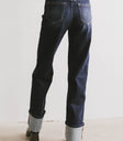 Two back pockets denim in dark wash