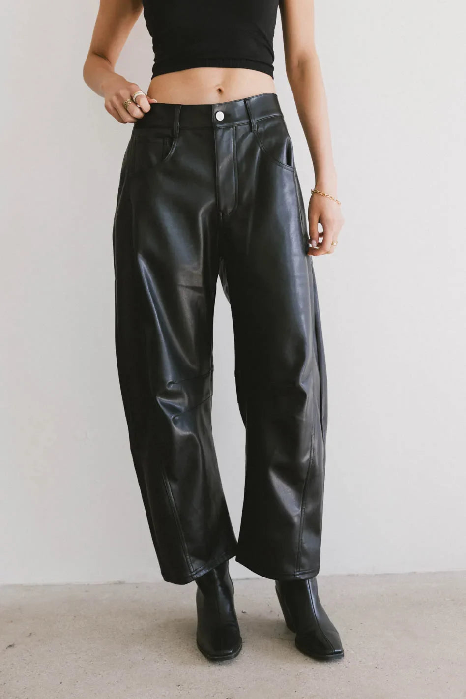 High rise leather pants