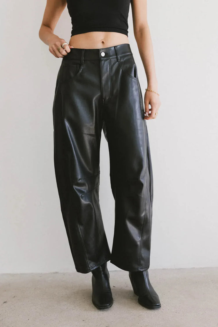 High rise leather pants