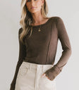 Sailor Ribbed Top in Brown