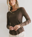 Sailor Ribbed Top in Brown