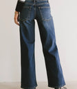 Two back pockets denim in dark wash