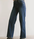 High rise denim in dark wash