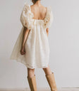 Ruffle shoulder dress in ivory