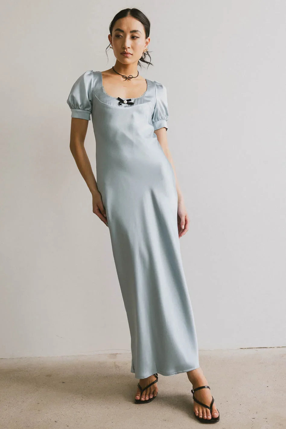 Satin dress in light blue
