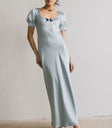 Satin dress in light blue