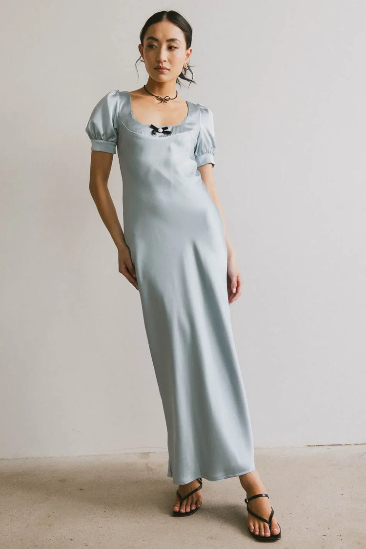 Satin dress in light blue