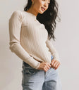Mock neck top in beige