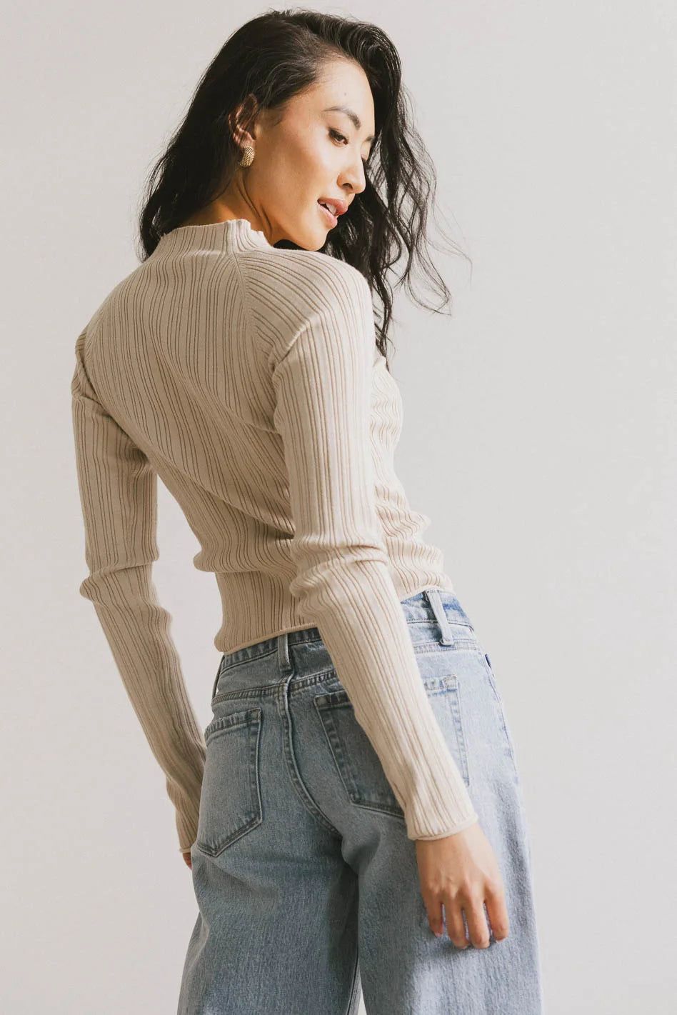 Long sleeves top in beige