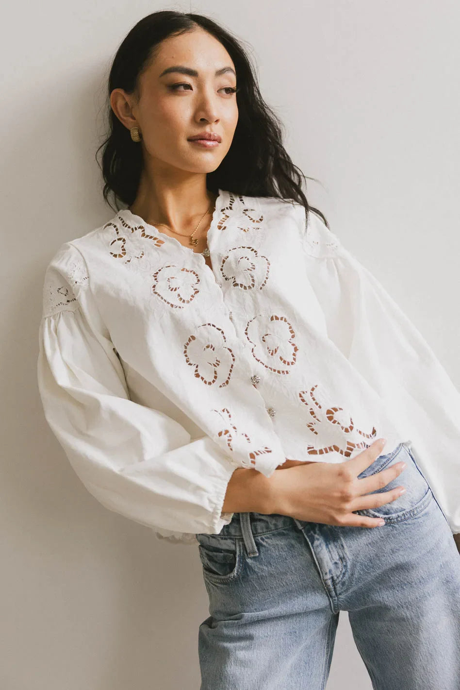 Long sleeves top in white