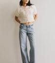 High rise denim jeans in light wash