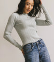 Mock neck top in blue