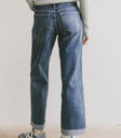 Two back pockets denim in medium wash