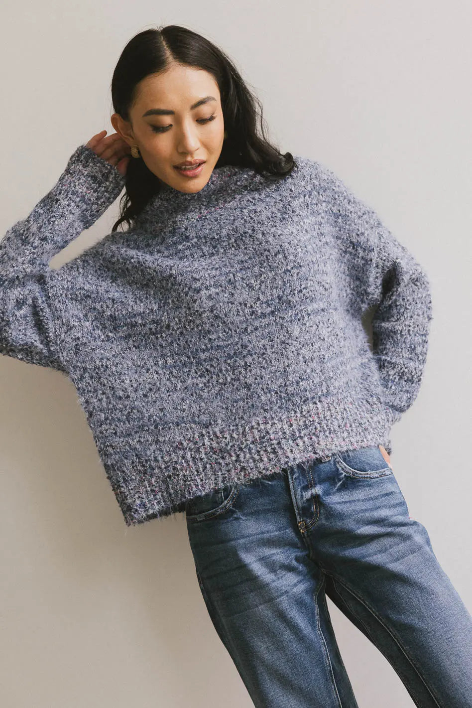 Knit sweater in blue